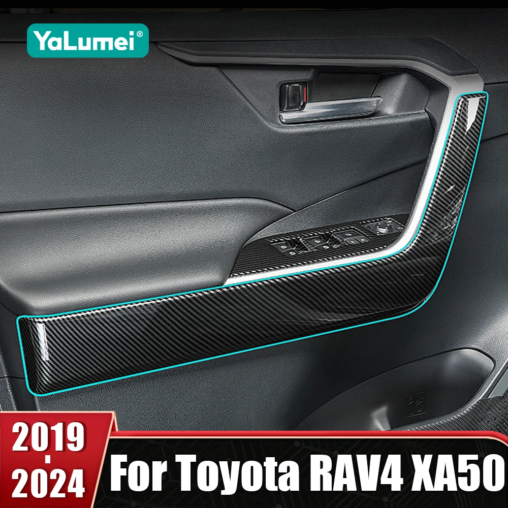 

Door Armrest Bowl Panel Cover Strip Trims Stickers For Toyota RAV4 XA50 2019-2022 2023 2024 RAV 4 Hybrid ABS Car Accessories
