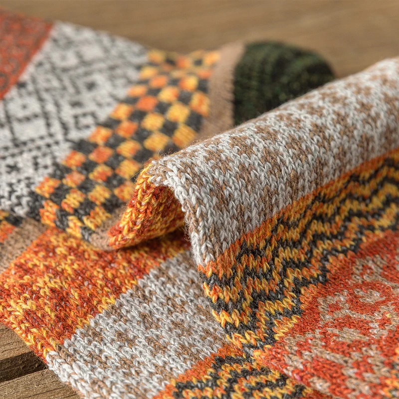 5 pares de calcetines para hombre, calcetines gruesos de lana de oveja, calcetines cálidos de estilo Retro para hombre, calcetines coloridos de moda para botas de nieve, Navidad, Año Nuevo