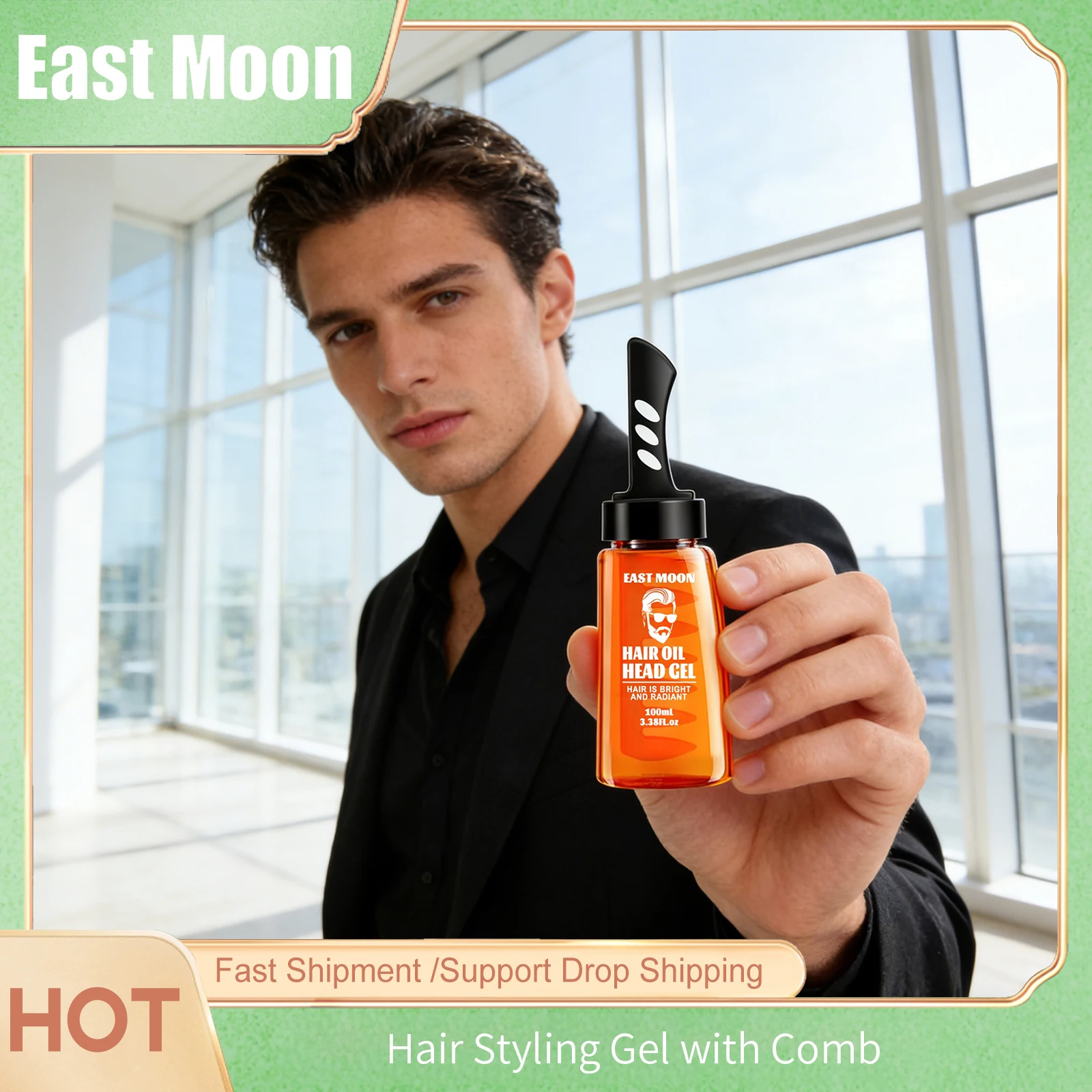 2 in 1 Hair Wax Gel With Wide Tooth Comb Men Long-lasting Fluffy Hair Styling Oil Hair Styling Cream Liquid Fluffy Comb 100ml