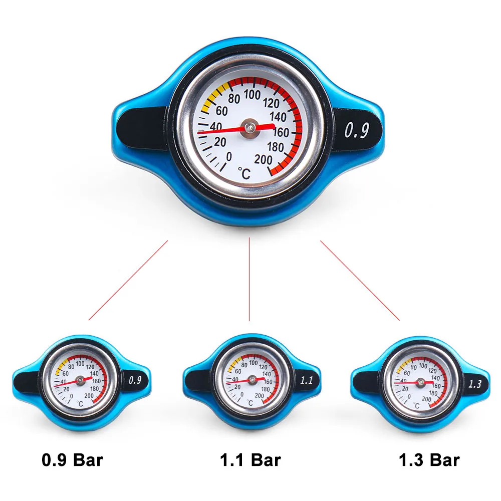 Racing Small and Big Head Thermost Radiator Cap Tank Cover Water Temp gauge 0.9BAR or 1.1BAR or 1.3 BAR Cover No logo