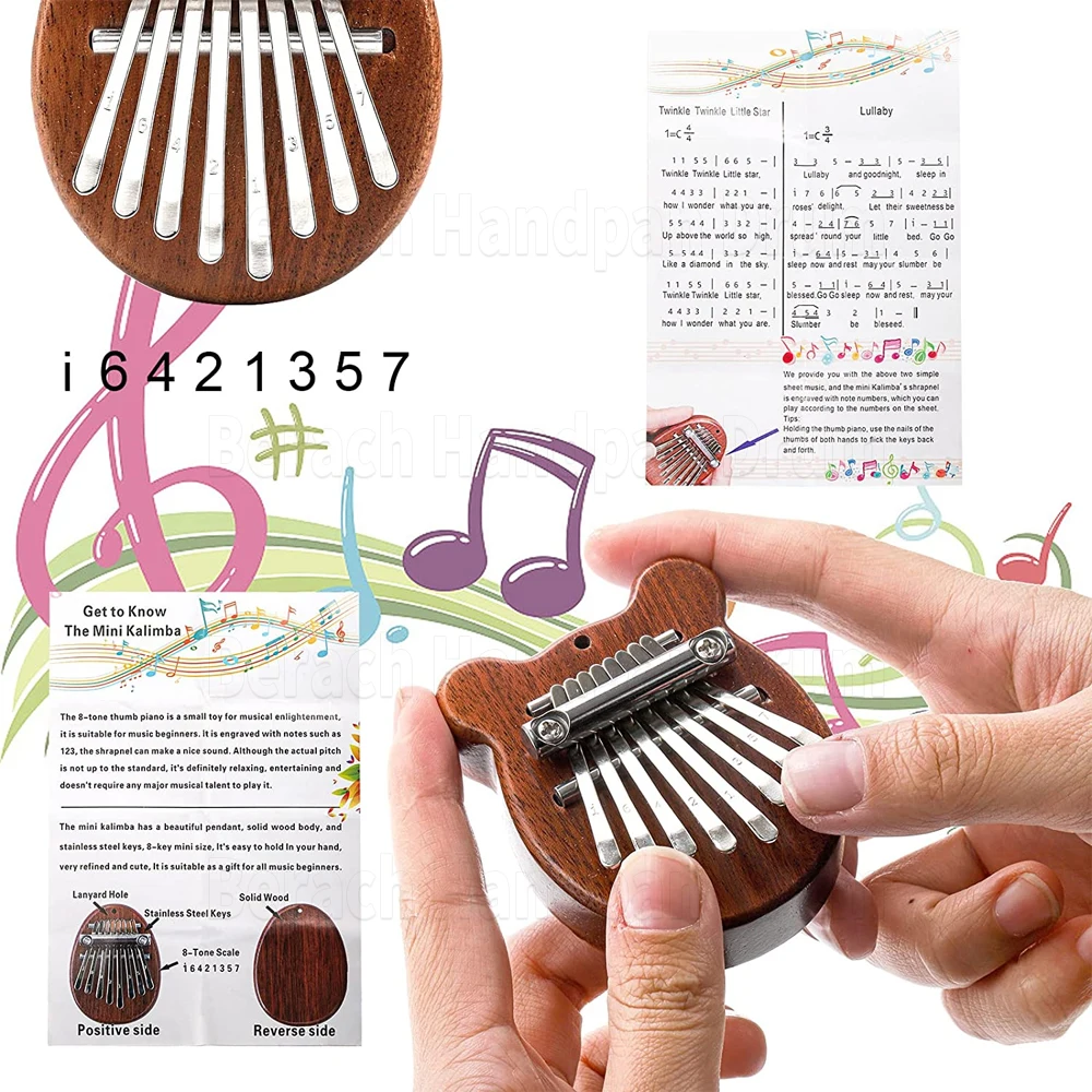 8 Key Mini Kalimba Thumb Piano Finger Mini Piano Adult Kids Musical Instrument Kaju Gift Kalim Bar HLURU ACRYL Just Fog Just One