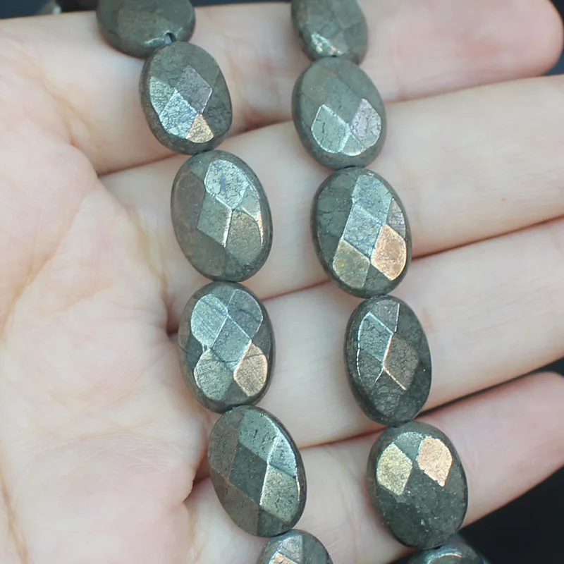 Natural Pyrite Faceted oval Loose Beads 15inch per strand,For DIY Jewelry Making !We provide mixed wholesale for all items!