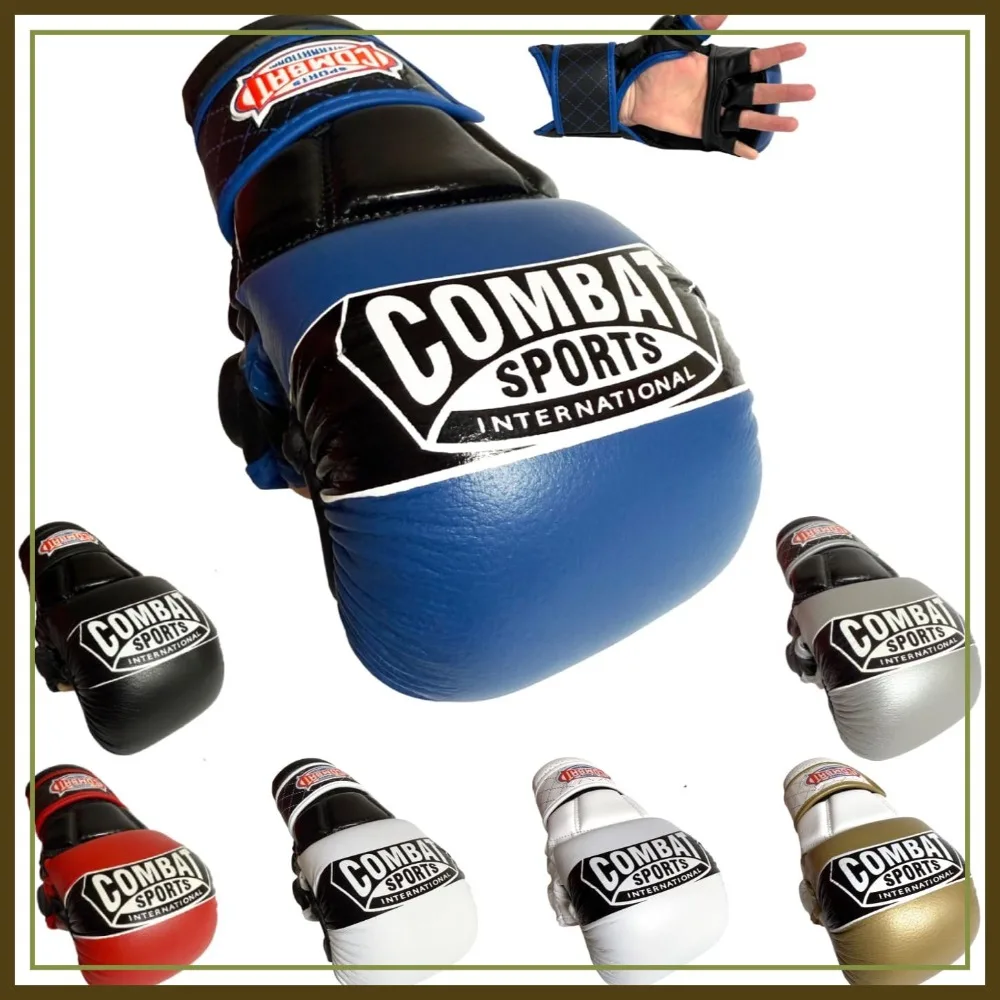 

MMA Training Gloves with 2" Foam Padding, Fingerless Open Palm for Sparring, Muay Thai, Kickboxing, Leather, Men Women
