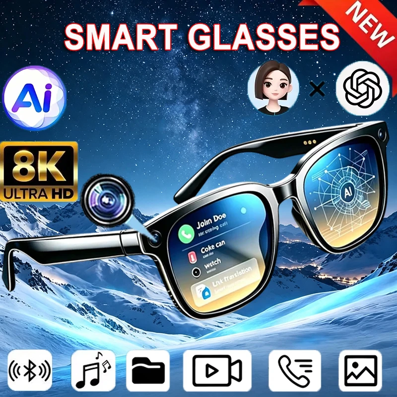 Upgrade For Xiaomi Smart AI Glasses 800W HD Shooting Camera Photo Video Voice Call Translation Bluetooth AI Motorcycle Glasses