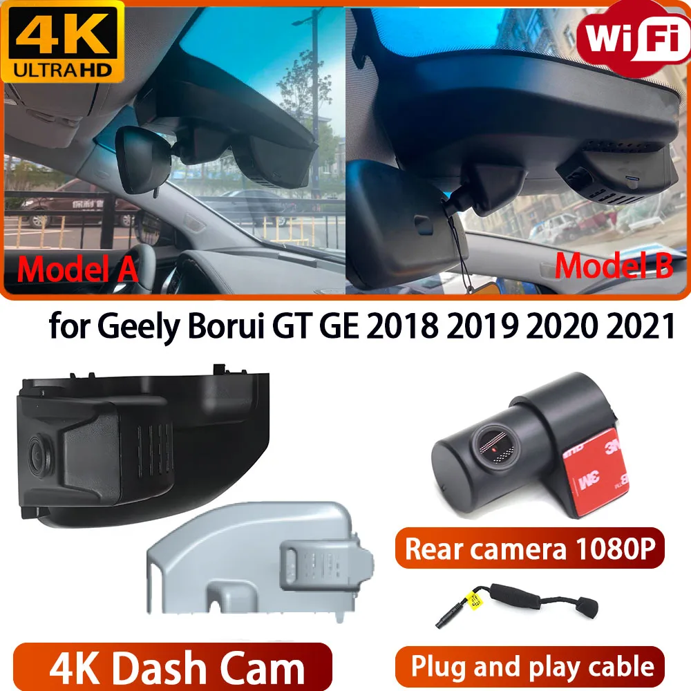 for Geely Borui GT GE 2018 2019 2020 2021 Video Recorder 4K DVR Dash Cam Wifi OEM Camera 170° Wide Angle Loop Recording