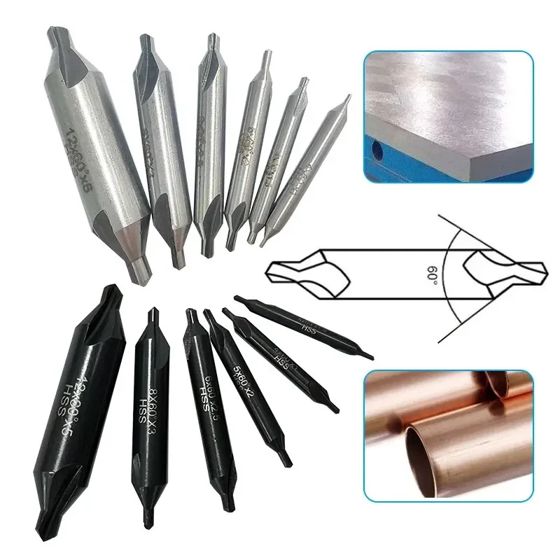 

6pc Center Drill Chamfer Drill without Protective Cone Composite High-speed Steel Fixed Point Drill Full Grinding Spiral Groove