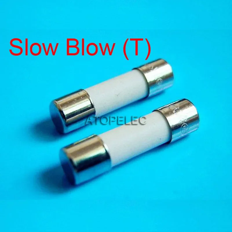 10 Uds. Fusible cerámico de 5x20mm 5mm x 20mm tipo T de soplado lento 2A/3.15A/4A/5A/6.3A/8A/10A 250V