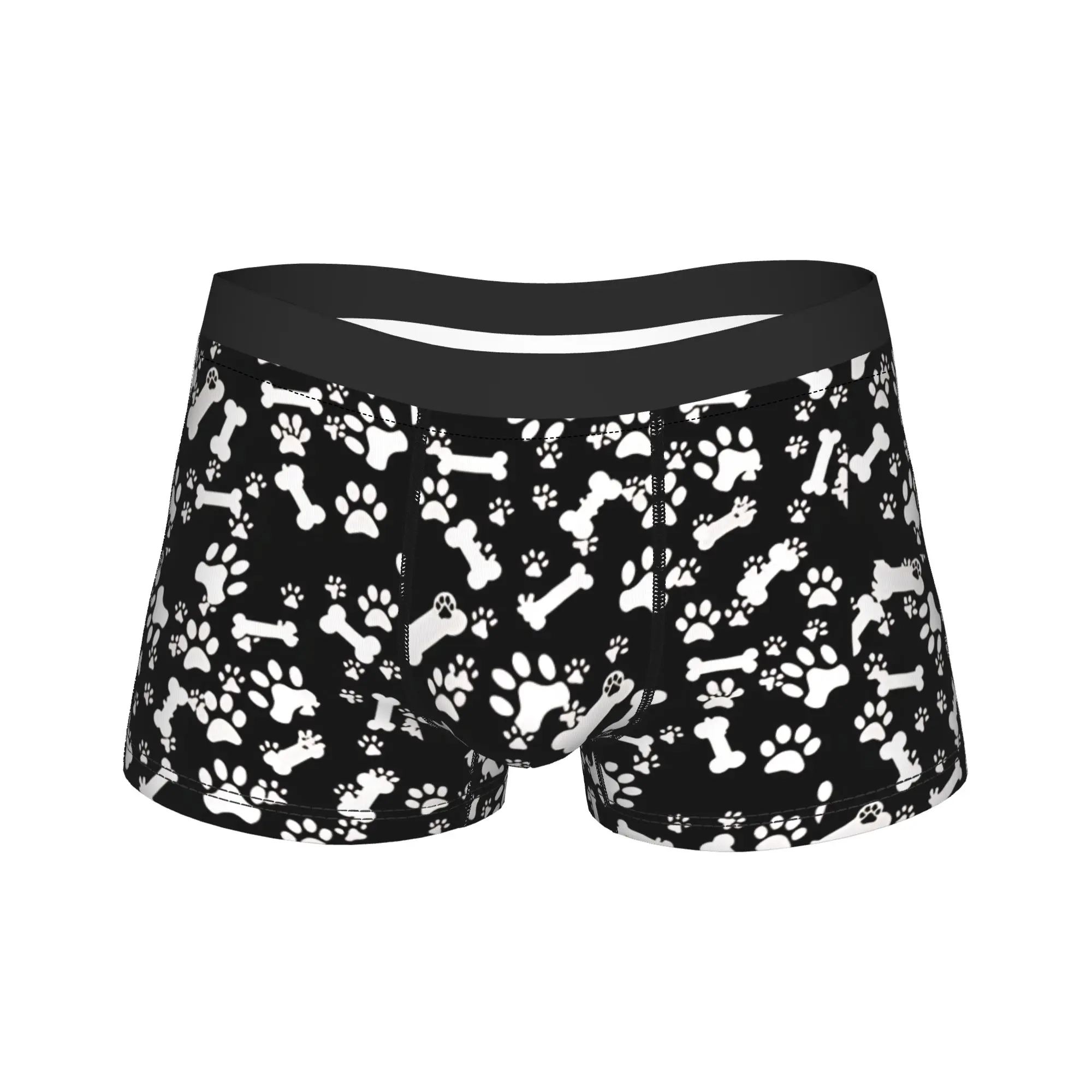 

Мужские трусы-боксеры с принтом собачьих лап и костей, мягкие, модные, большие размеры 2XL