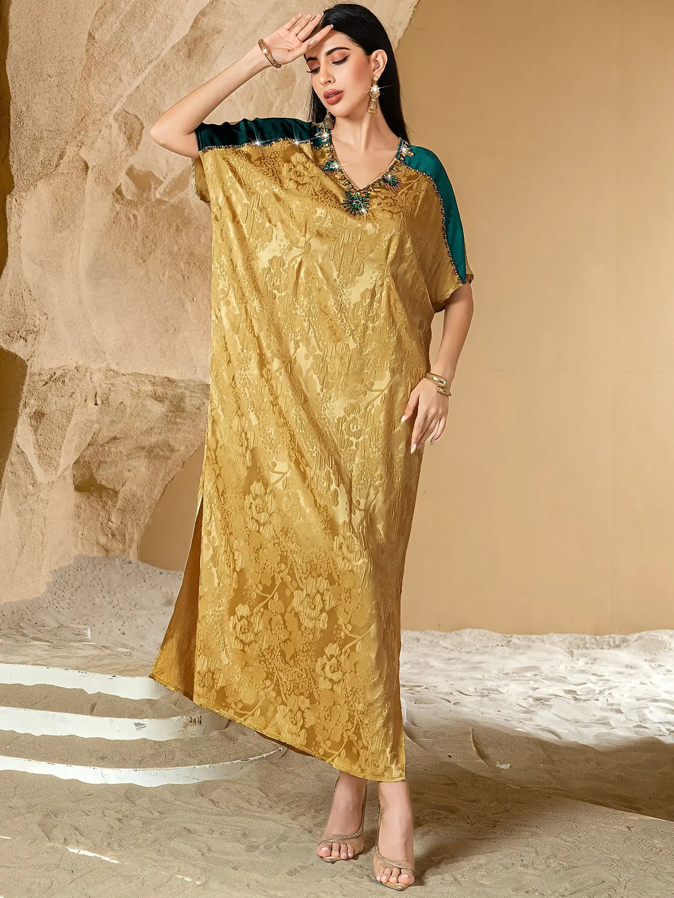 

Satin Muslim Party Dress for Women Abaya Eid Long Muslim Vestidos Largos Caftan Robe Jalabiya Ramadan Morocco Dubai Kaftan 2025