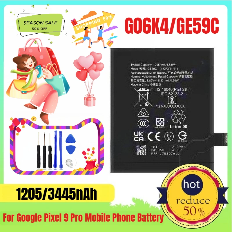 1205/3445nAh Suitable for Google Pixel 9 Pro G06K4/GE59C Foldable Screen Mobile Phone Battery