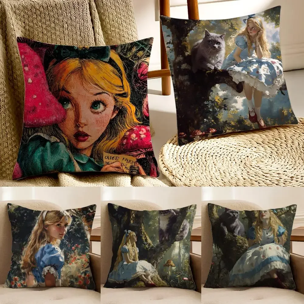 Literature A-Alice's Adventures in Wonderland Cushion Cover Faux fur decorative Dark academia style Cat scratching post Rustic