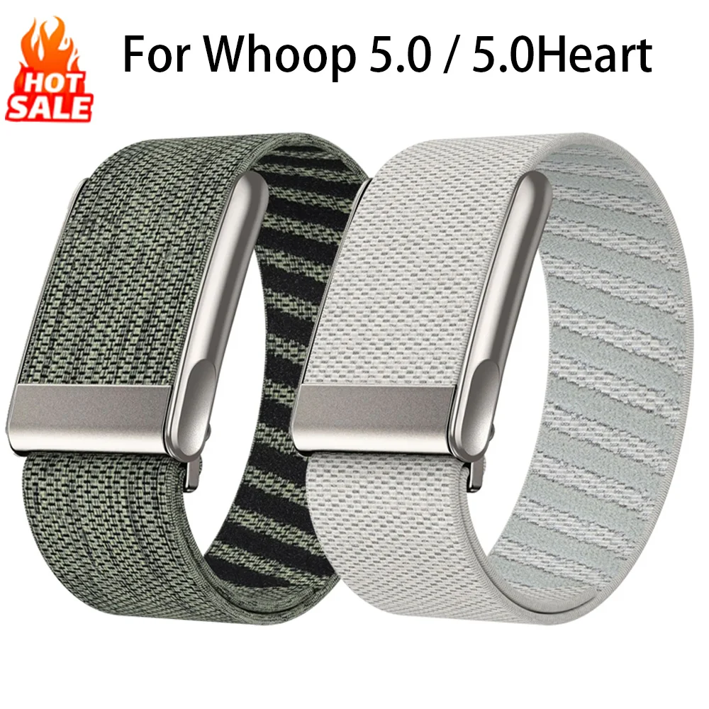 Nylon Strap for Whoop 5.0 Band Sports Stretchy Titanium colored frame watch elastic belt replacement for Whoop 5.0Heart Bands