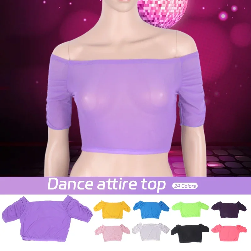 

Transparent Belly Dance Top Short Sleeve Dance Crop Tops for Women Belly Dancer Costume Bellydance Costumes Carnival Outfit