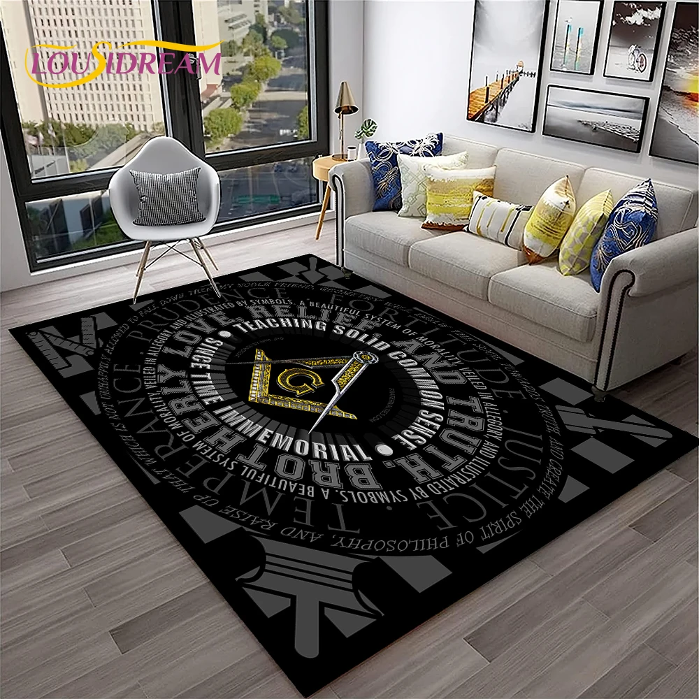 Ring Freemasonry Illuminati Masonic Carpet Rug for Home Living Room Bedroom Sofa Doormat Decor,Kid Area Rug Non-slip Floor Mat