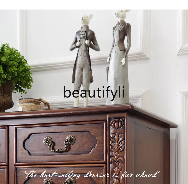 zqxAmerican rural retro classic bucket cabinet European style solid wood bucket cabinet porch storage old cabinet