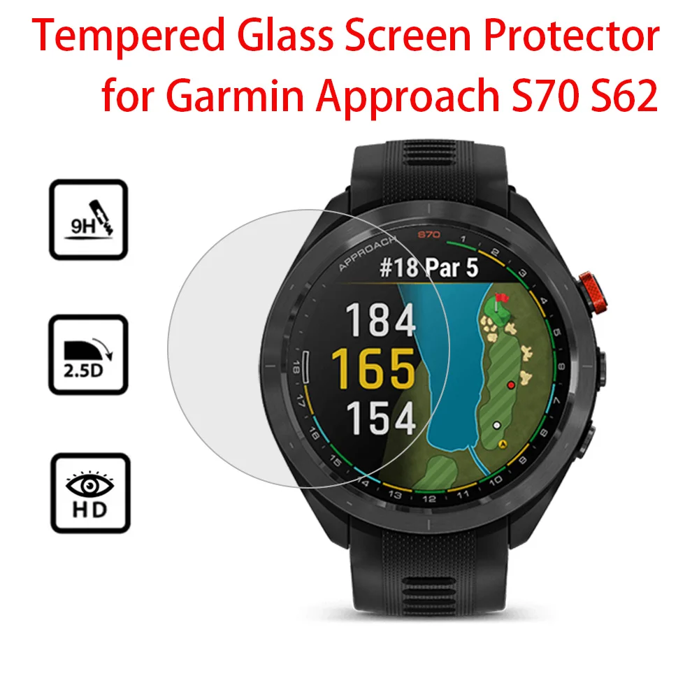 2pcs Tempered Glass Screen Protector for Garmin Approach S62 S70 42mm 47mm 2.5D 9H Hardness HD Screen Protector