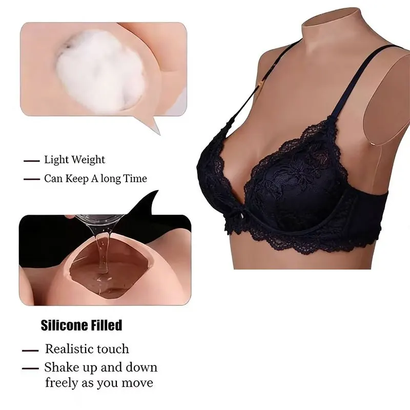 Sexy Silicone Breast Forms for Crossdressing C-G Cup, Realistic Light Beige Perfect for Dragqueen And Crossdressers