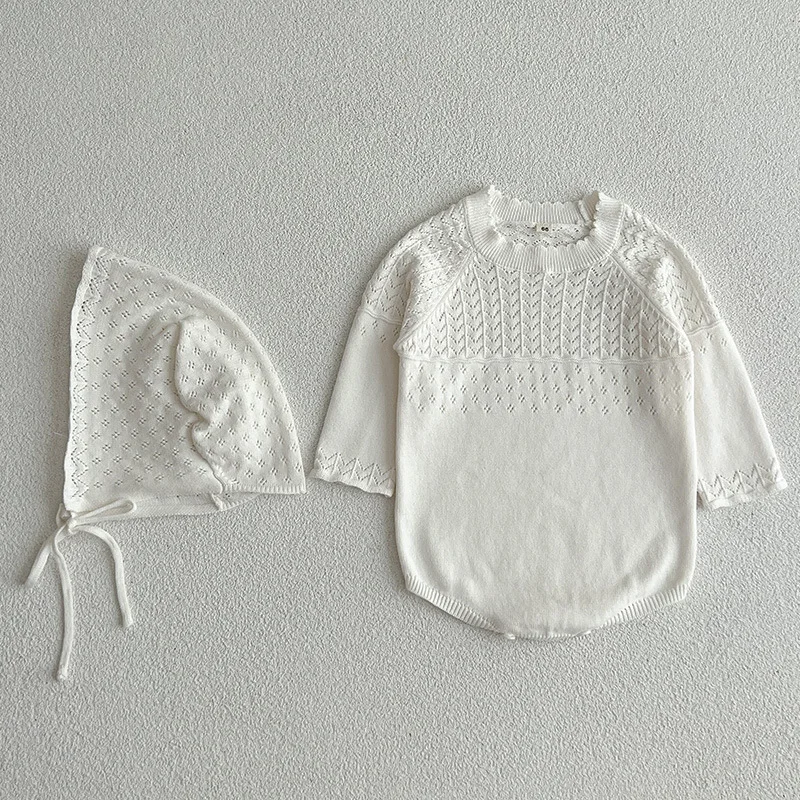 0-2Y Stricken Neugeborenen Overall Baby Mädchen Junge Frühling Herbst Kleidung Nette Langarm Pullover Romper + Hut Casual Neue geboren Outfits – Detail 20