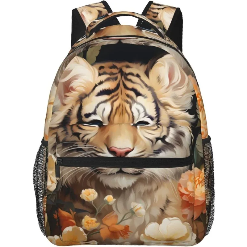 

laptop bag back to school Cartoon Tiger Flower Lightweight Laptop Backpack Lightweight Multipurpose Travel Casual Daypack Unisex