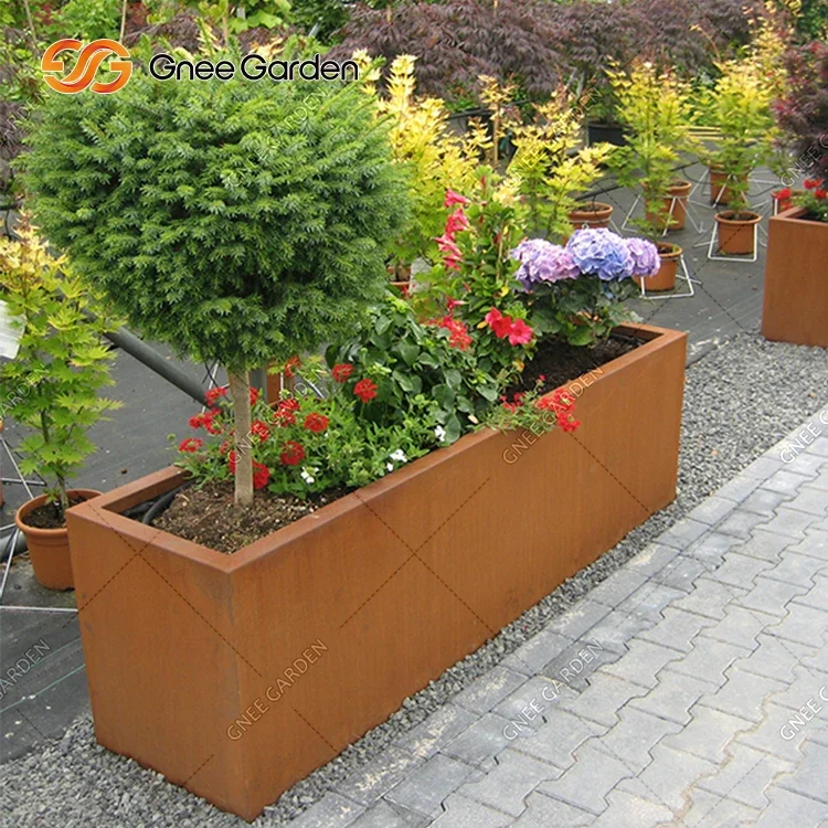 Corten Steel Cube Outdoor Planter Box