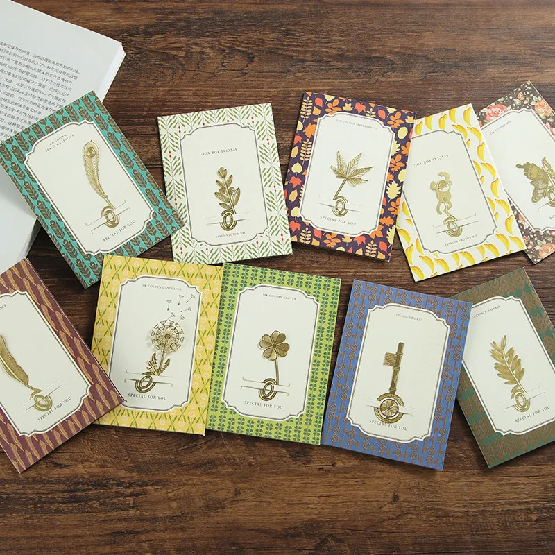 

1 pc Vintage Feather Bronzing Greeting Card Metal Bookmark Gift For Teachers Friends Book Club Book Lovers