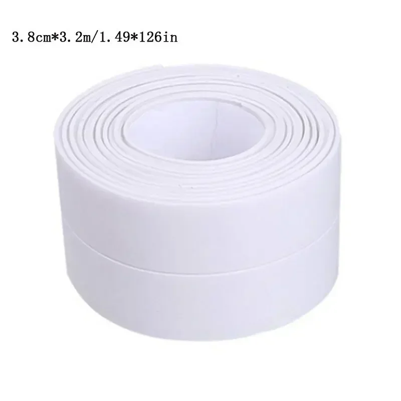 1.5m/3.2m PVC Waterproof Sealing Tape for Bathroom Sink Shower Bathtub Toilet  Self Adhesive Wall Sticker Toilet Gap Wall Corner