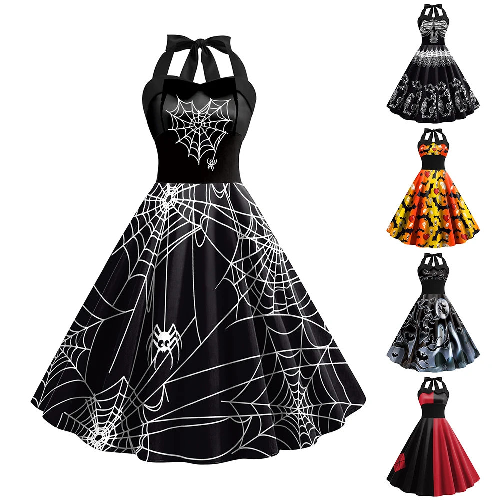 

Color Cosplayer Gothic Halloween Dresses for Woman Holiday Carnival Cosplay Costume Sleeveless Sexy Witch Dress Adult Robe