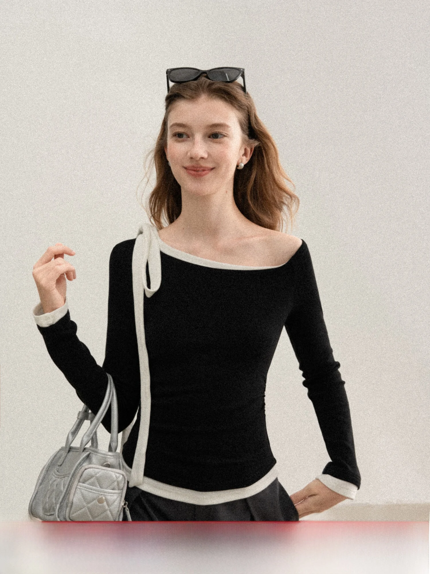 

Женская приталенная футболка YueCi S American Style с длинным рукавом и узлом, повседневный топ для осеннего сезона