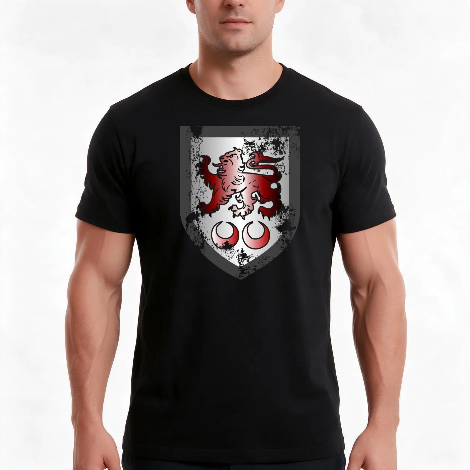 Clan Caomhánach (Kavanagh) Crest Distressed T-Shirt, Summer Casual Cotton Tee, Oversized Streetwear Tops, Vintage Graphic Print