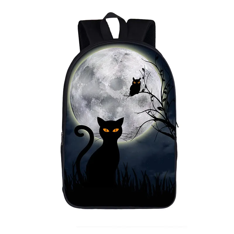 Mochila con estampado de gato negro de bruja misteriosa, mochilas escolares para niños, mochila de almacenamiento para adolescentes, mochilas de viaje casuales para mujeres y hombres