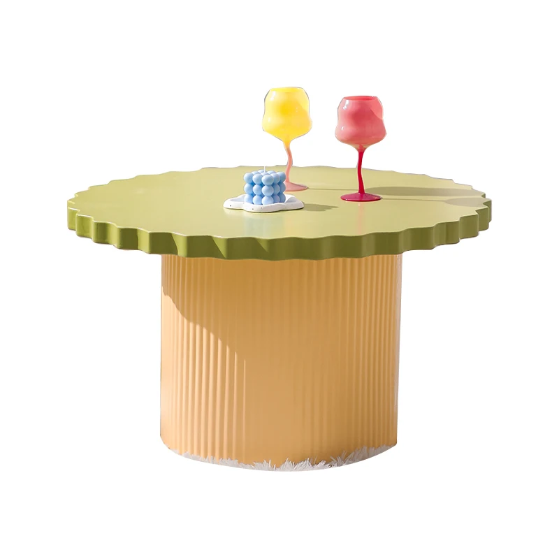 

Dopamine color small coffee table, small apartment living room side table creative small round table, coffee shop cream
