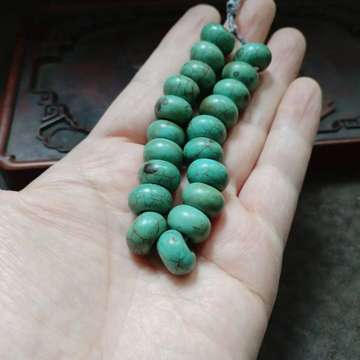 (20) Antique Collection Tibetan Area Return Old Pulp Turquoise Abacus Beads Bracelet Necklace with Beads Buddha Beads Collection