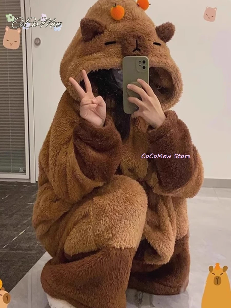 Adult Capybara Cosplay Costume Robes Kigurumi Onesie Anime Nightgown Halloween Cartoon Pajamas