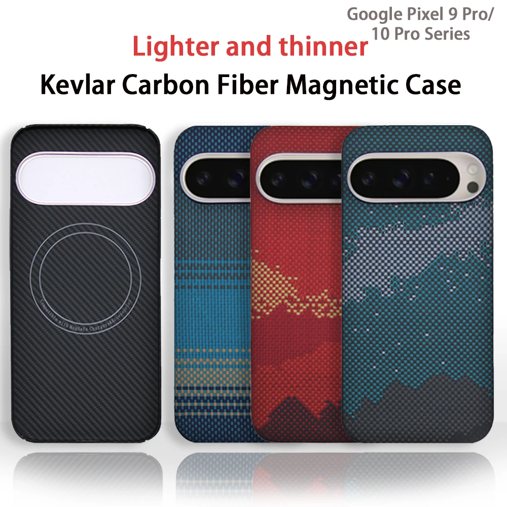 

Чехол MagSafe для Google Pixel 9/9 Pro/9 Pro X/10 Pro/10 Pro XL из углеродного волокна и арамидного волокна, ультратонкий, легкий, с магнитной фиксацией