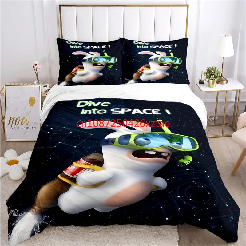 

Crazy Cartoon R-abbit Bedding Set Duvet Cover Set 3 Piece for Kids and Adults Modern Print