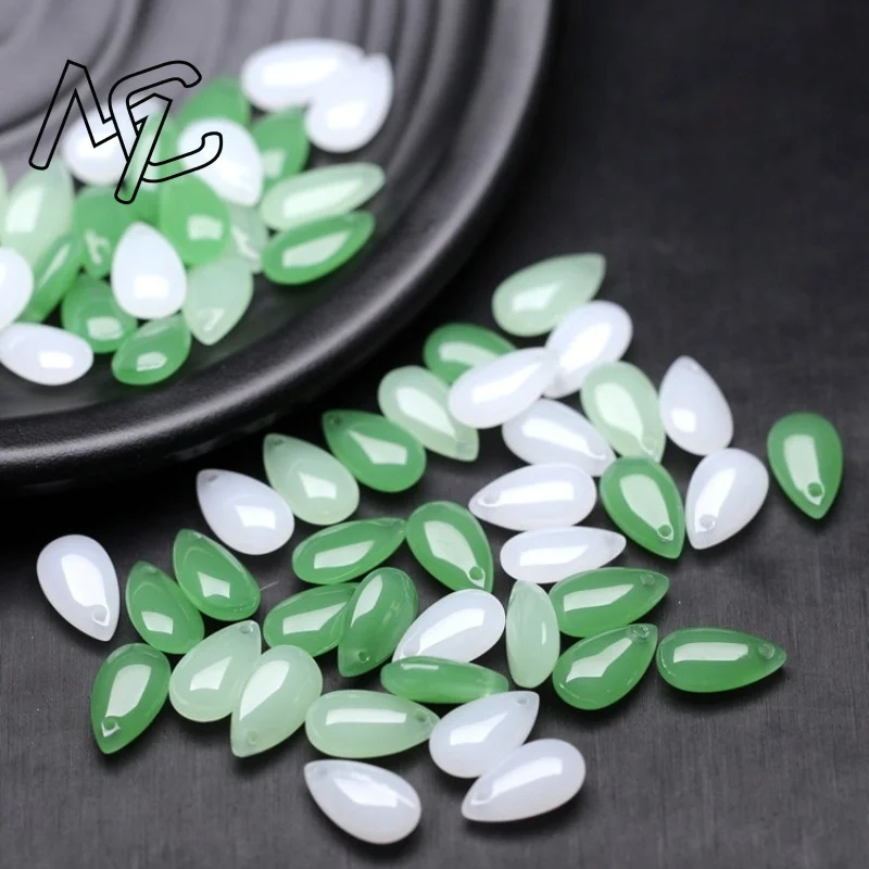 10pcs Natural Jade Agate Water Droplet DIY Pendant Earrings Accessories Real Jewelry Gemstone Stone Amulet Luxury Selling Gifts