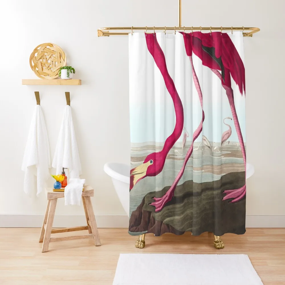 

American Flamingo - John James Audubon Shower Curtain Luxury Bathroom Shower Set Cover Curtain