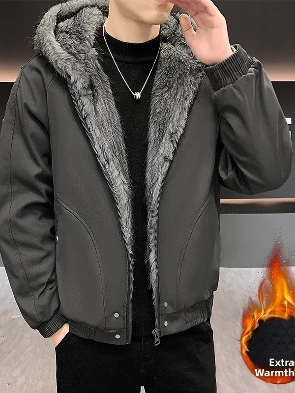 

Утепленная хлопковая парка с капюшоном для мужчин, зимняя теплая молодежная верхняя одежда, приталенный крой, полиэстер/нейлон, композитное волокно