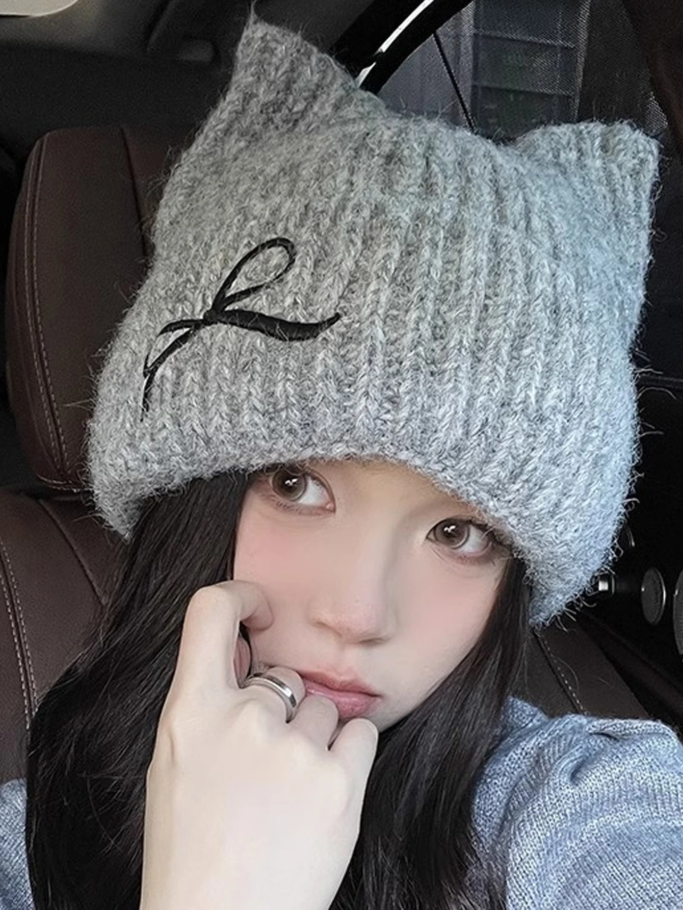 Cat's Ears Wool Hat 2026 New Bowknot Fashion Knitting Hat Women's Autumn and Winter Warm Korean Version Versatile Hat