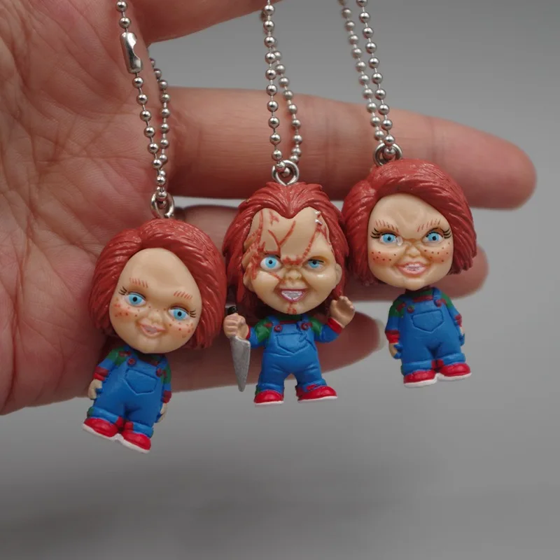 5pcs/set 4cm Horror Movie Chucky Keychains Bride of Chucky Toys Pendant PVC Model Figure Doll Gifts For Kids