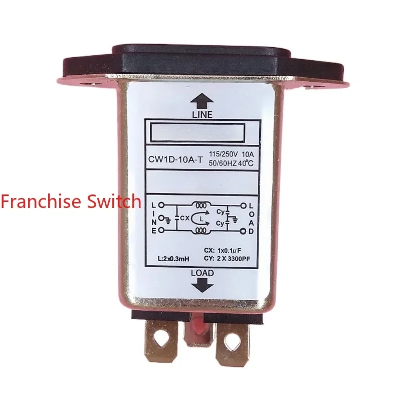 10PCS Power EMI Filter CW1D-10A-T Large Side, Single Phase T Socket AC 220V