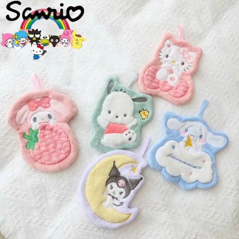 

Sanrio Cartoon Hello Kitty Hand Towel Hanging Absorbent Small Square Saliva Towel Kitchen Rag Quick-drying Kuromi Hand Towel