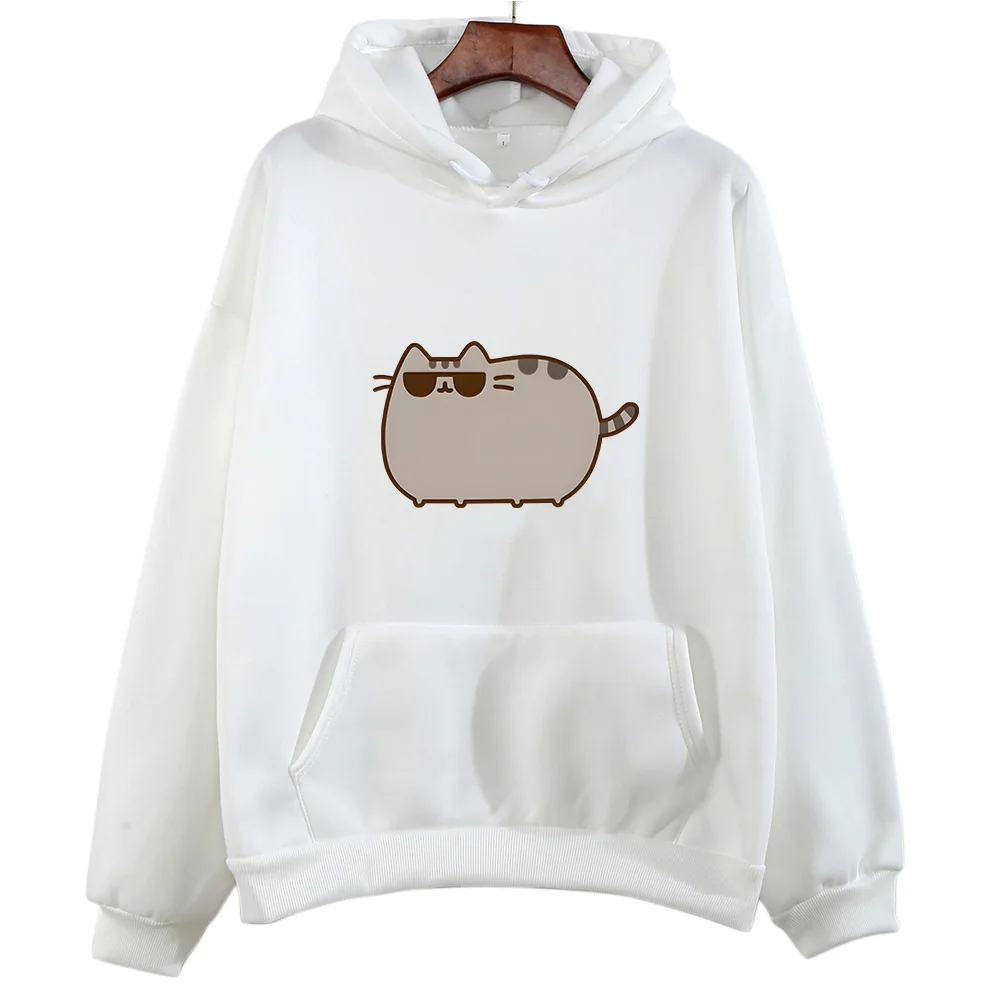 

Pusheenn Cat Cute Cartoon Graphic Printed Hooded Men Women Aesthetic Trendy Hoodies Preppy Style Pullover Female Sweatshirt