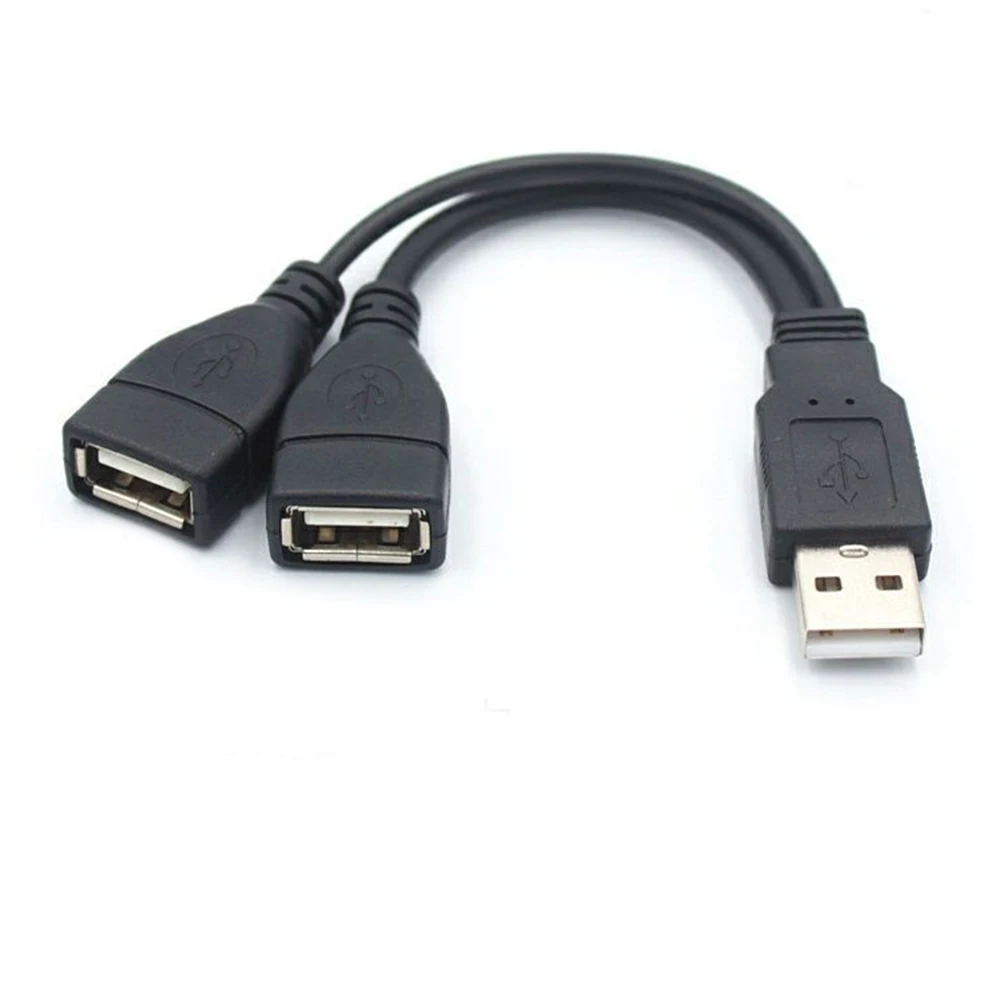 Car USB Splitter Cable Y-Splitter Hub Power Cord Adapter USB 2.0 A Male To 2 -Dual USB Male Cable Car Electronics Accessories