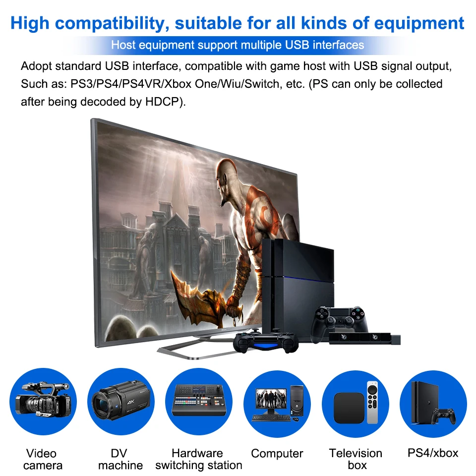 Tarjeta de captura, interruptor de tarjeta de captura de juegos HDMI entrada 4K, tarjeta de captura de vídeo para transmisión de grabación de vídeo salida 1080P 60FPS