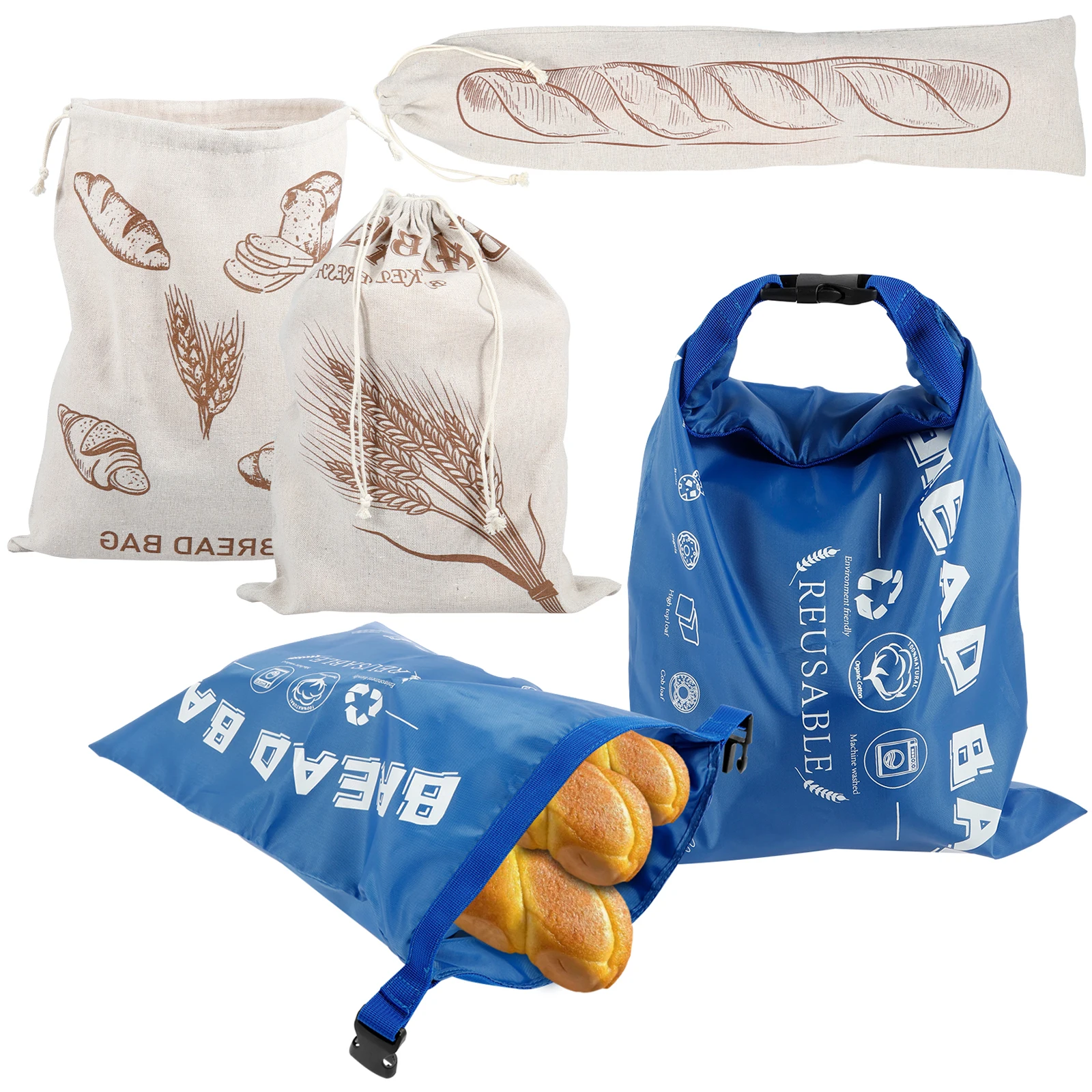 2/3Pcs Leinen Brot Taschen Mit Lösen Schnalle Zipper Verschluss Küche Sauerteig Brot Lagerung Taschen Oxford Tuch Öl beweis