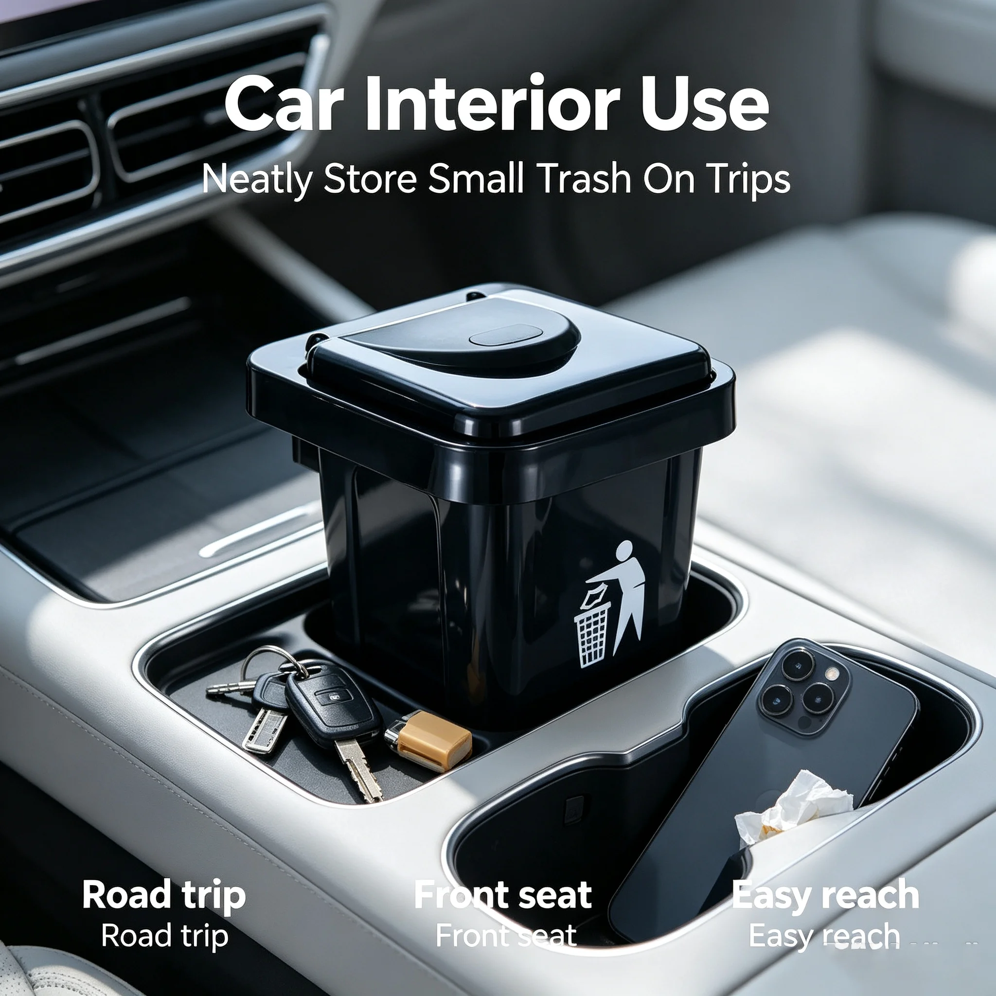 Trash‑can Shaped Ashtray Flip‑lid Sealed Plastic for Living Room Table Anti‑ash‑flying Odor‑isolation