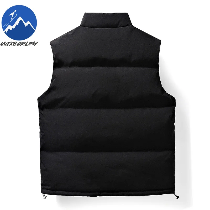 Mens Winter Vest Stand Collar Sleeveless Travel Windproof Cotton Jacket Solid Color Design Daily Comfort Lightweight Waistcoat