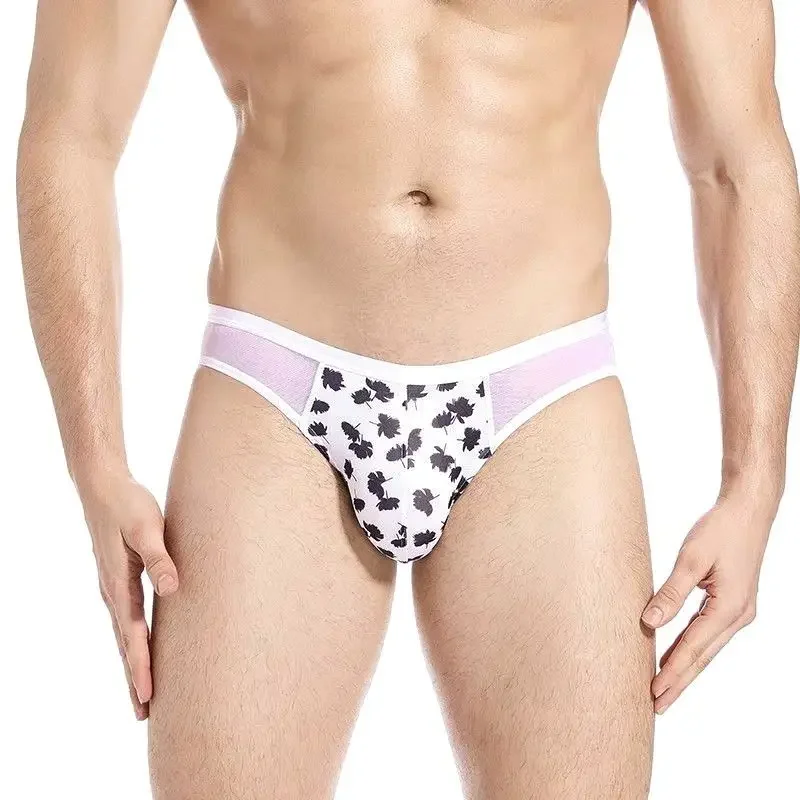 Man Flower U Convex Pouch Briefs LGBT Mesh Breathable Low Waist Slim Fit Elastic Comfortable Panties BF Harajuku Sexy Lingerie