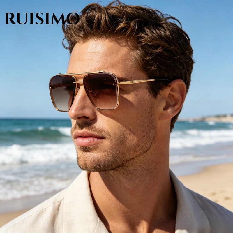 Image of Modische Hochwertige Personalisierte Sonnenbrillen für Damen und Herren Metall Doppelträger Pilotenbrille Fahrbrille für Frauen und Männer